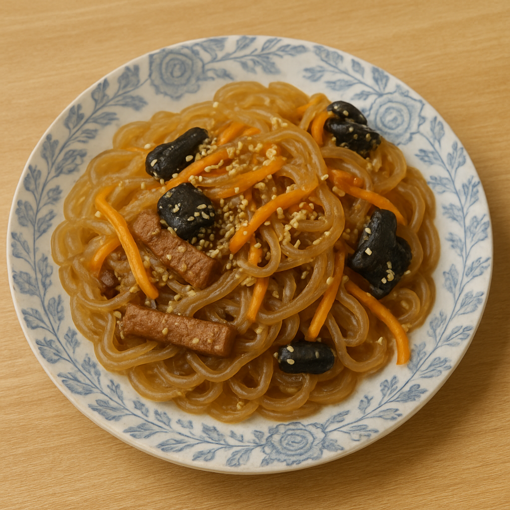 Japchae Recipe – Korean Glass Noodles with Beef and Mushrooms